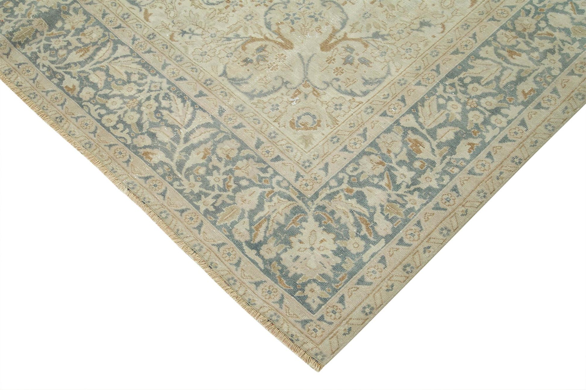 Kayseri Vintage Bej Eskitme Pamuk Yün El Dokuma Halısı 200x307 Agacan