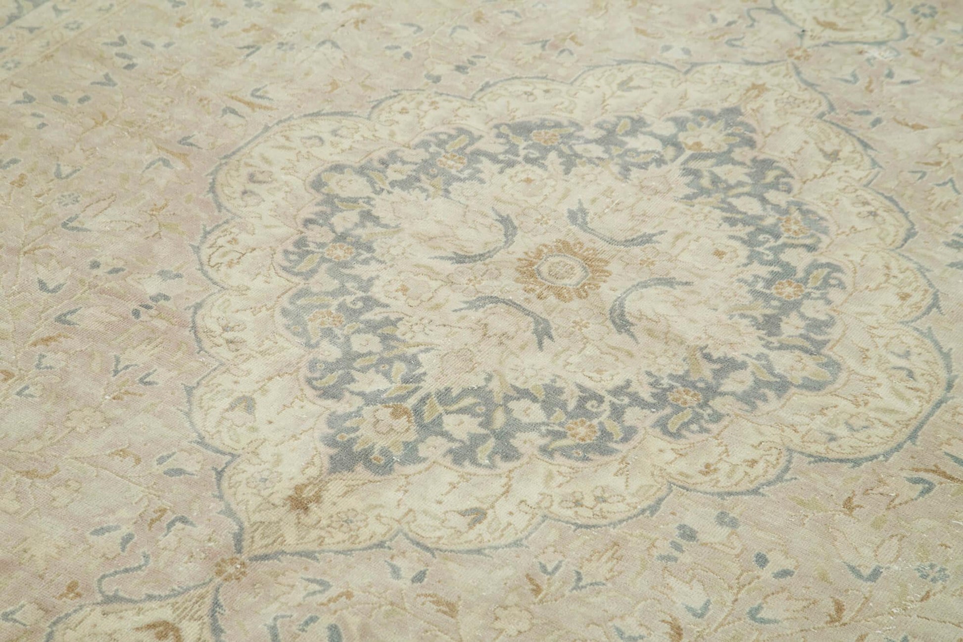 Kayseri Vintage Bej Eskitme Pamuk Yün El Dokuma Halısı 200x307 Agacan