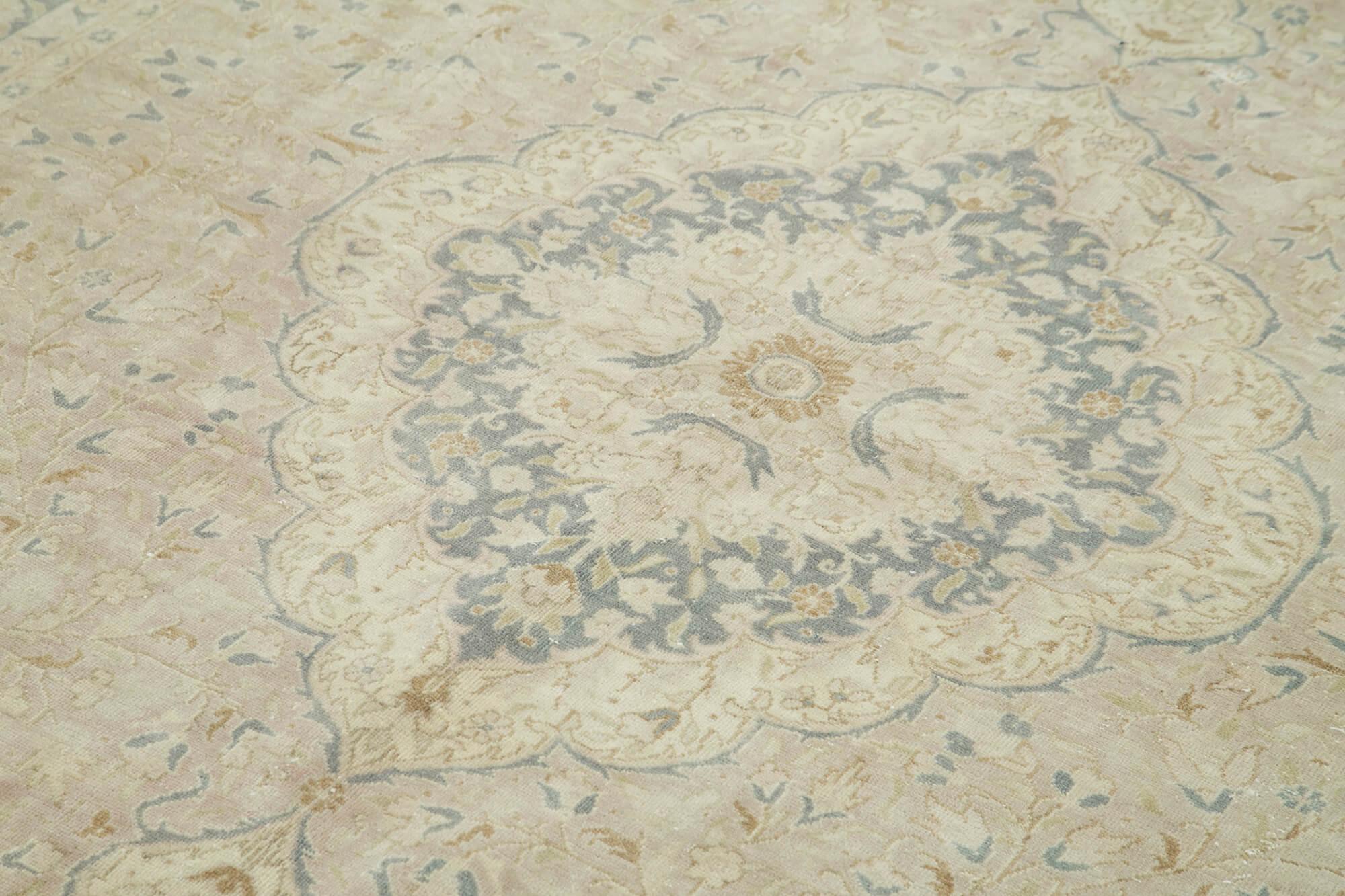 Kayseri Vintage Bej Eskitme Pamuk Yün El Dokuma Halısı 200x307 Agacan