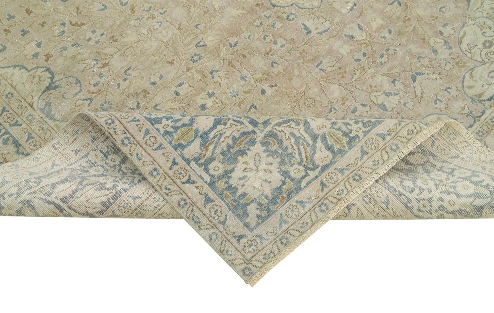Kayseri Vintage Bej Eskitme Pamuk Yün El Dokuma Halısı 200x307 Agacan