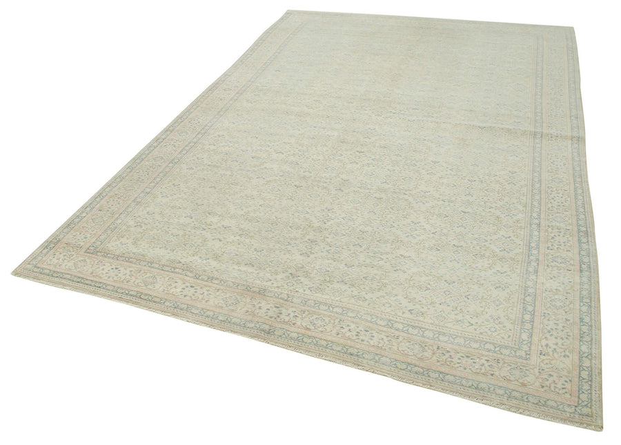 Kayseri Vintage Bej Eskitme Pamuk Yün El Dokuma Halısı 194x292 Agacan