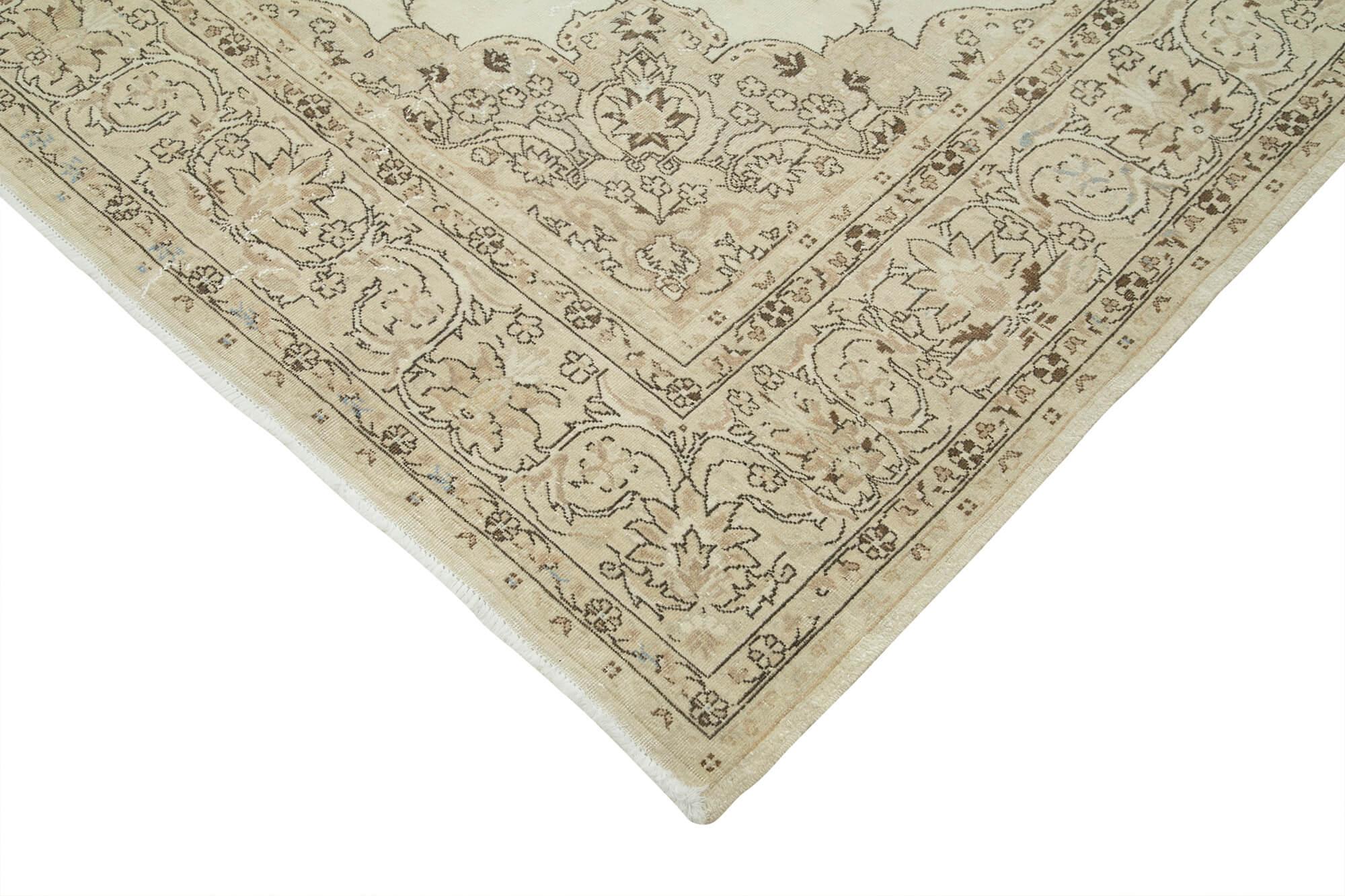 Kayseri Vintage Bej Eskitme Pamuk Yün El Dokuma Halısı 216x304 Agacan