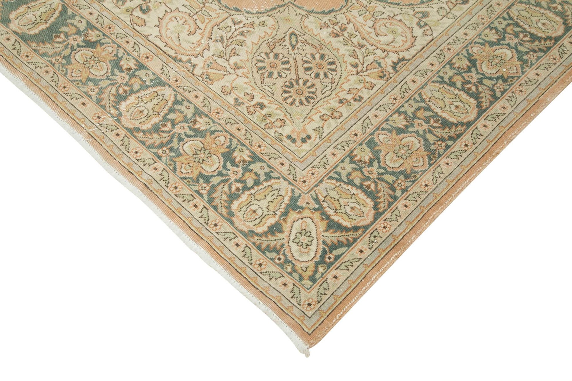 Kayseri Vintage Bej Eskitme Pamuk Yün El Dokuma Halısı 206x300 Agacan