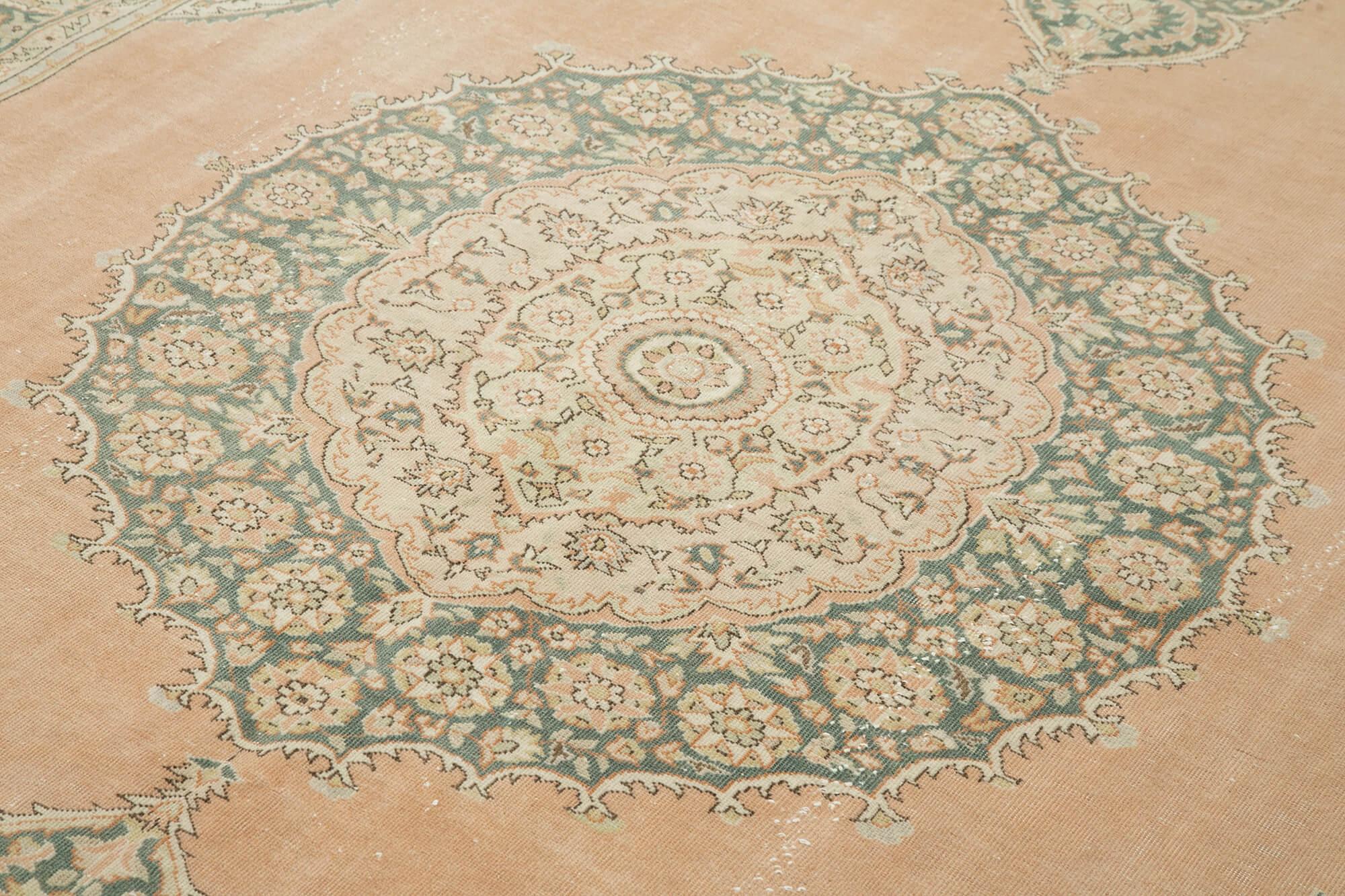 Kayseri Vintage Bej Eskitme Pamuk Yün El Dokuma Halısı 206x300 Agacan