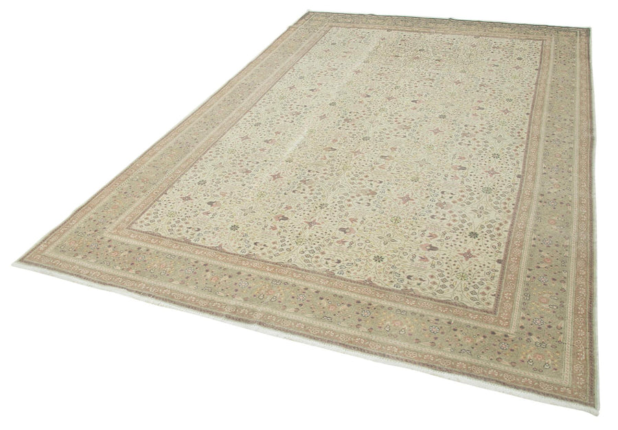 Kayseri Vintage Bej Eskitme Pamuk Yün El Dokuma Halısı 200x292 Agacan