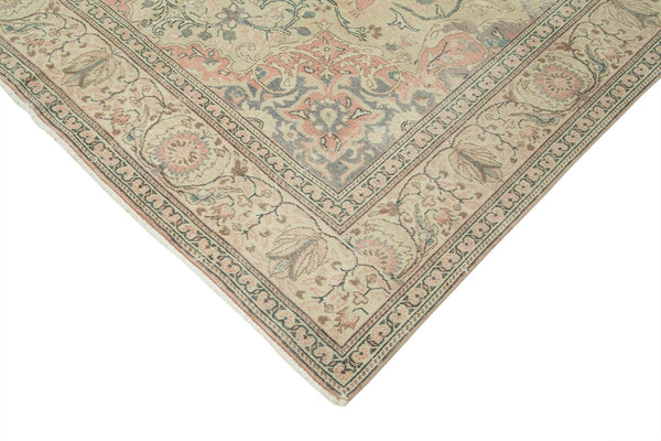 Kayseri Vintage Bej Eskitme Pamuk Yün El Dokuma Halısı 193x290 Agacan