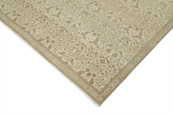 Kayseri Vintage Bej Eskitme Pamuk Yün El Dokuma Halısı 190x290 Agacan