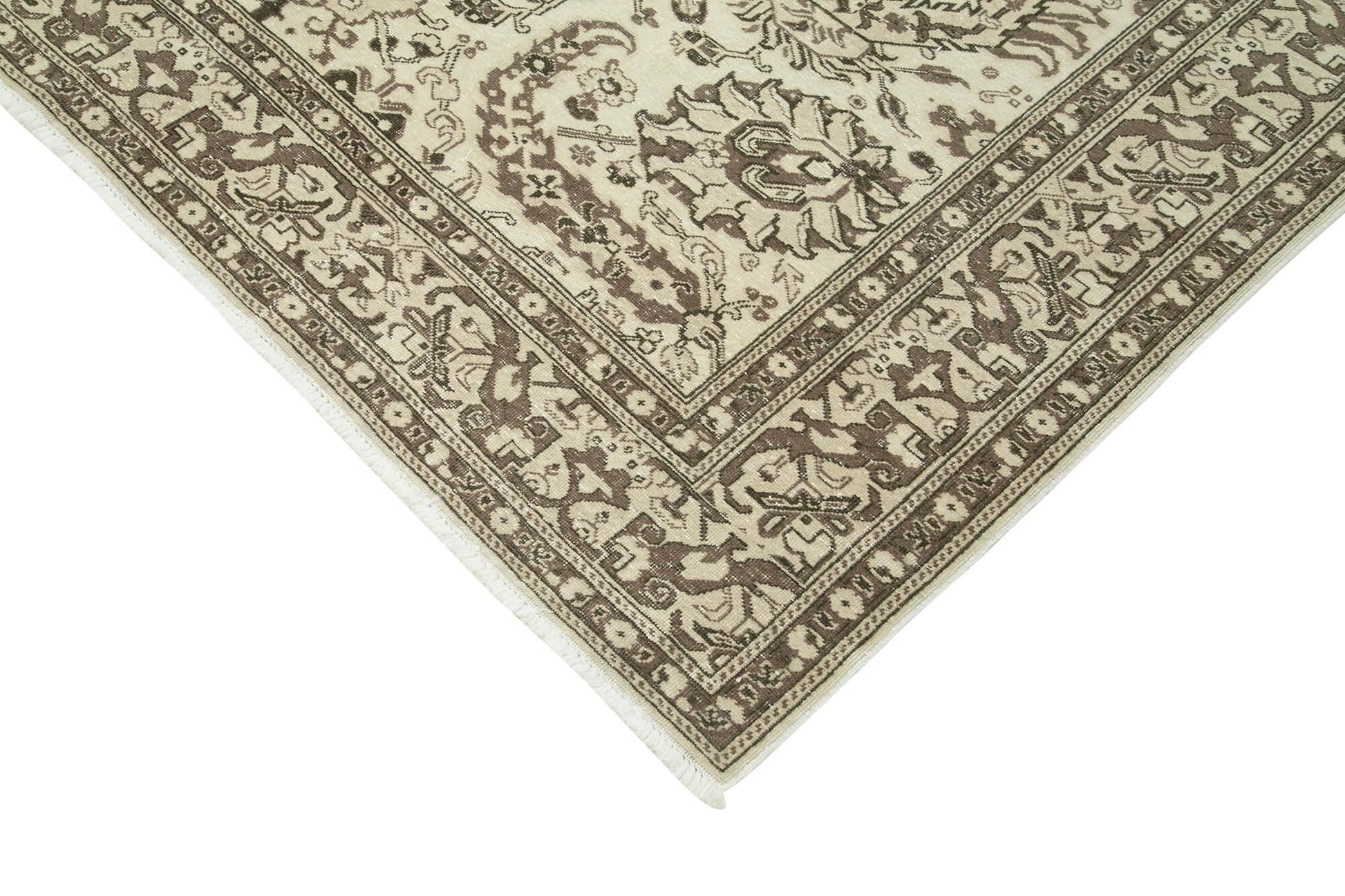 Kayseri Vintage Bej Eskitme Pamuk Yün El Dokuma Halısı 196x298 Agacan