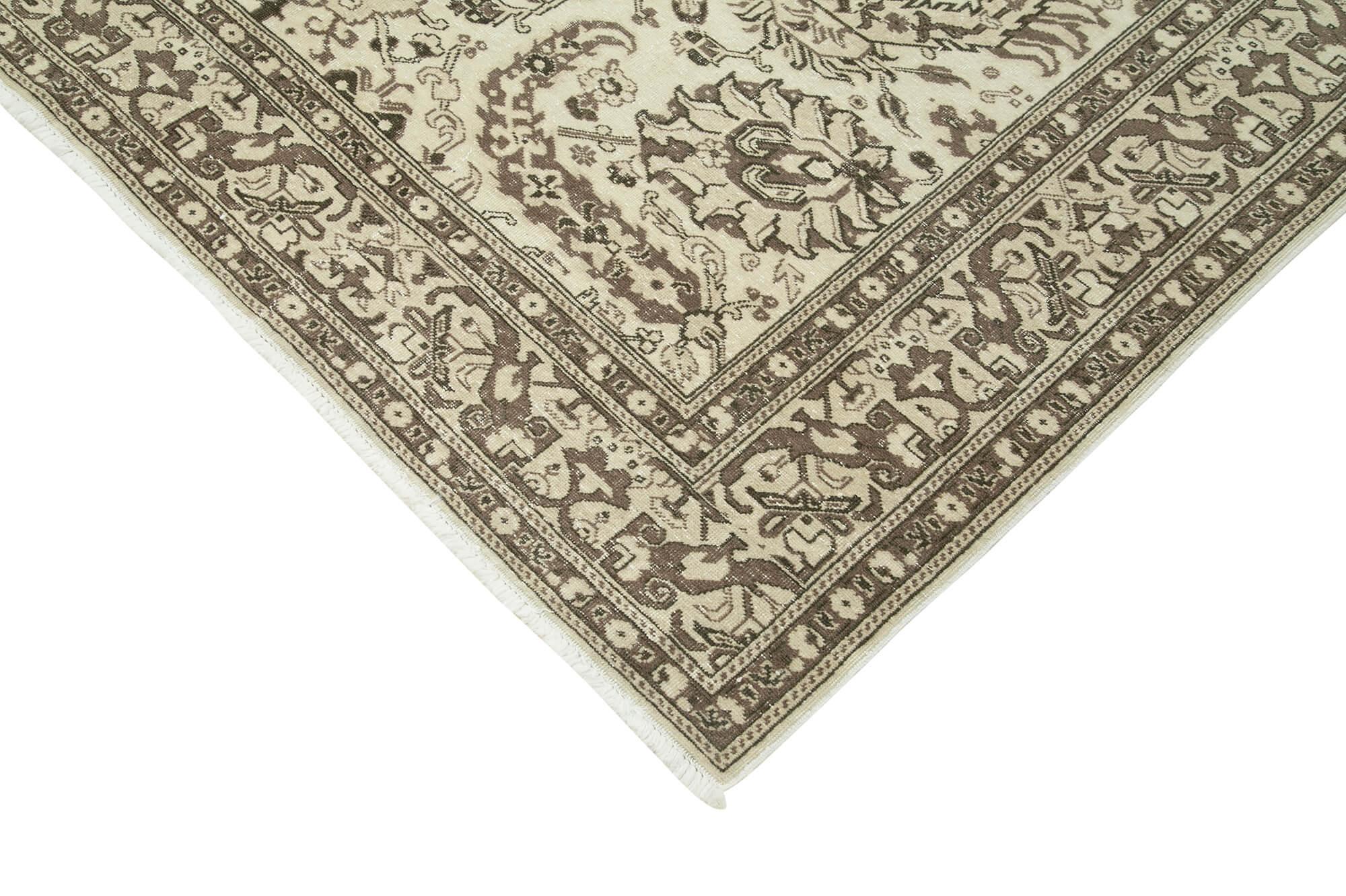 Kayseri Vintage Bej Eskitme Pamuk Yün El Dokuma Halısı 196x298 Agacan