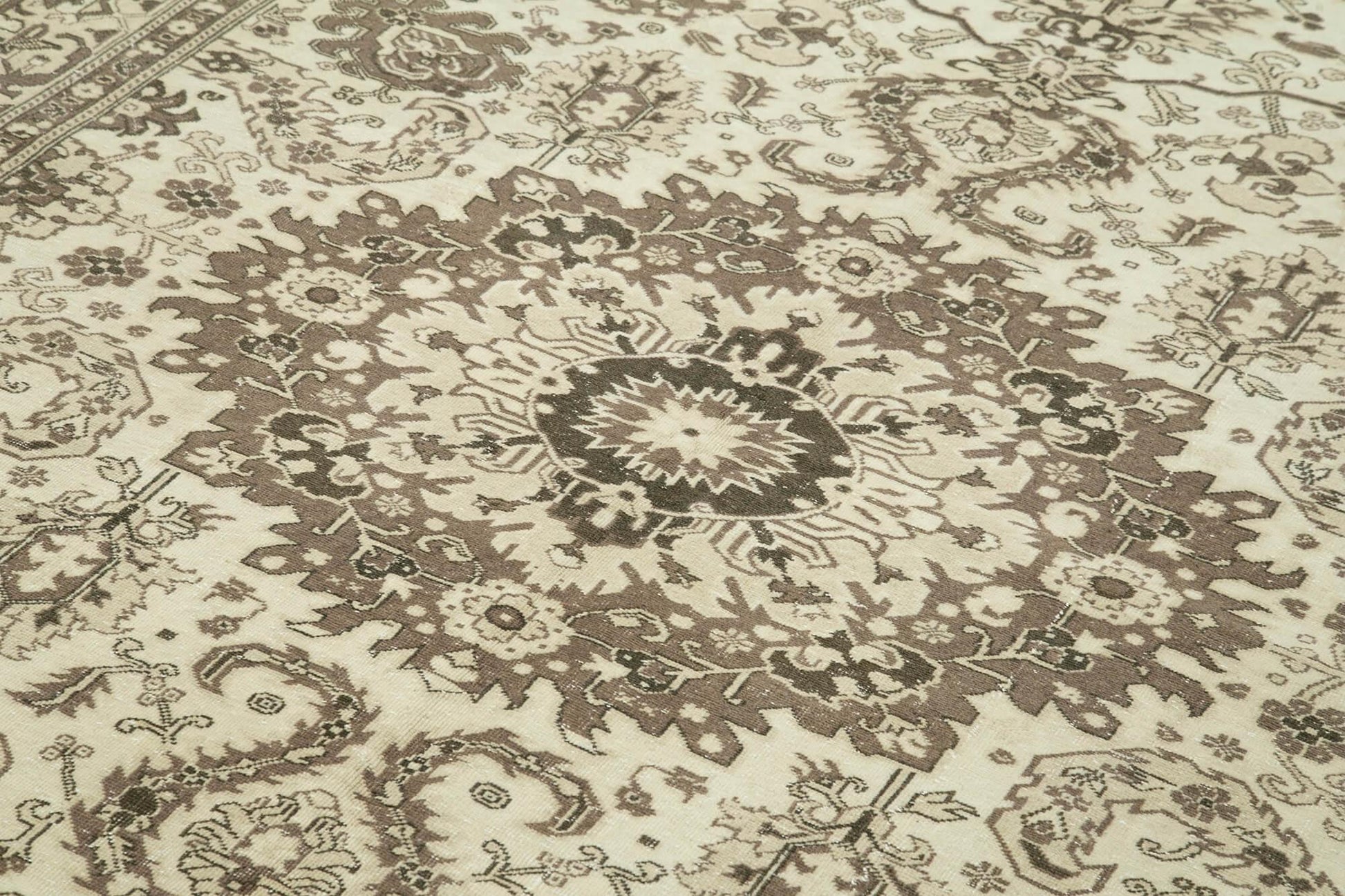 Kayseri Vintage Bej Eskitme Pamuk Yün El Dokuma Halısı 196x298 Agacan