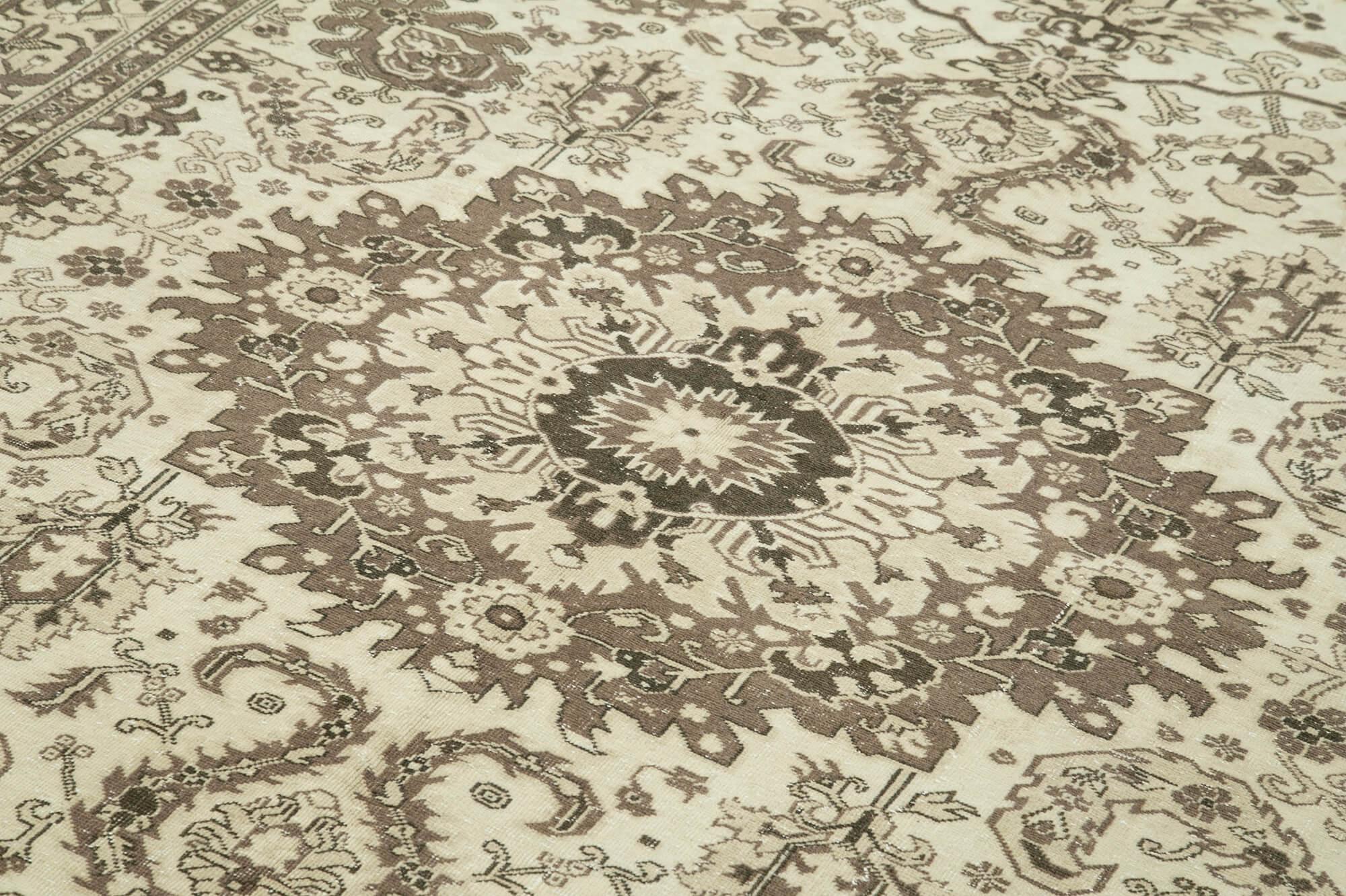 Kayseri Vintage Bej Eskitme Pamuk Yün El Dokuma Halısı 196x298 Agacan
