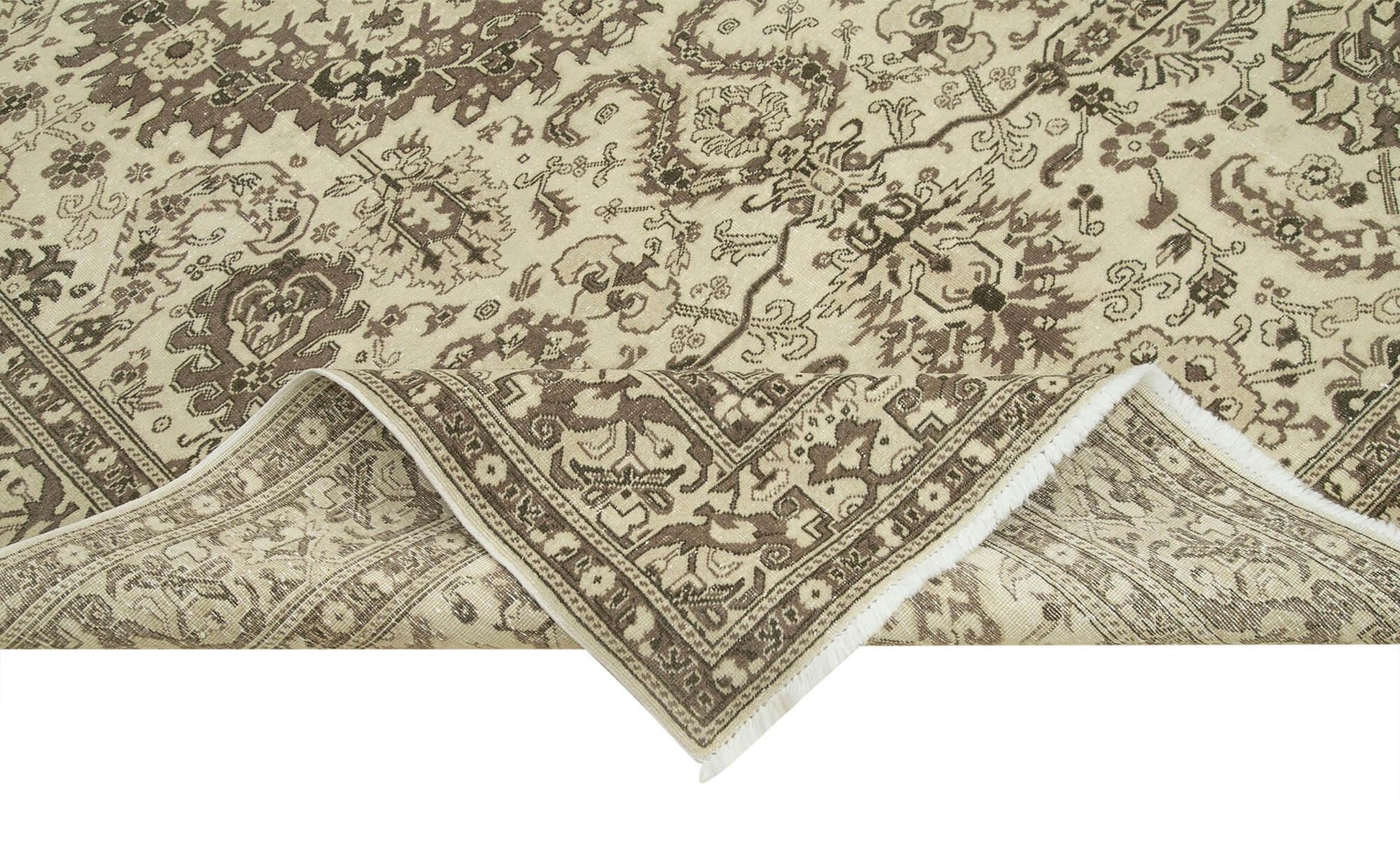 Kayseri Vintage Bej Eskitme Pamuk Yün El Dokuma Halısı 196x298 Agacan