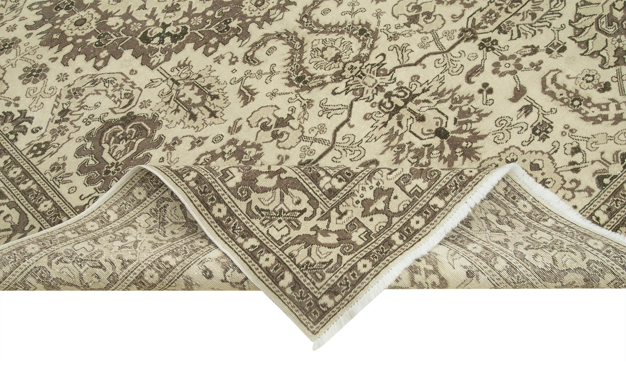 Kayseri Vintage Bej Eskitme Pamuk Yün El Dokuma Halısı 196x298 Agacan