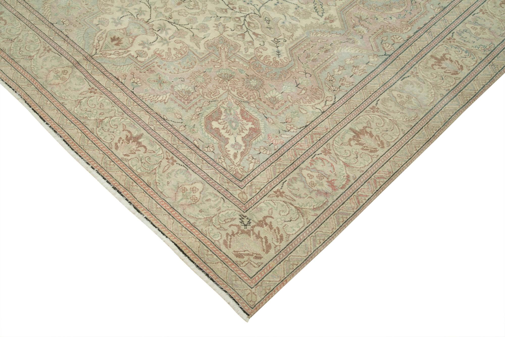 Kayseri Vintage Bej Eskitme Pamuk Yün El Dokuma Halısı 195x310 Agacan