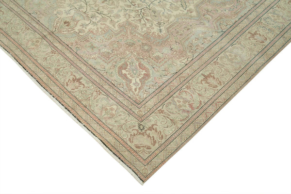 Kayseri Vintage Bej Eskitme Pamuk Yün El Dokuma Halısı 195x310 Agacan
