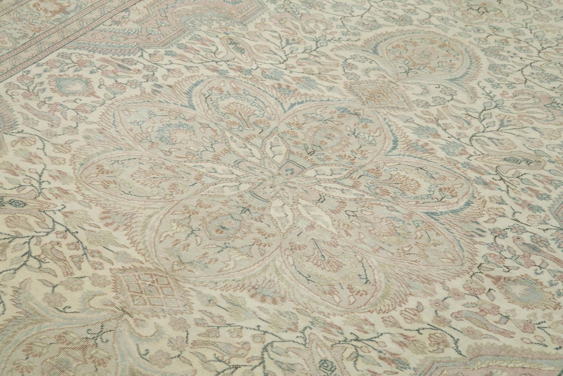 Kayseri Vintage Bej Eskitme Pamuk Yün El Dokuma Halısı 195x310 Agacan