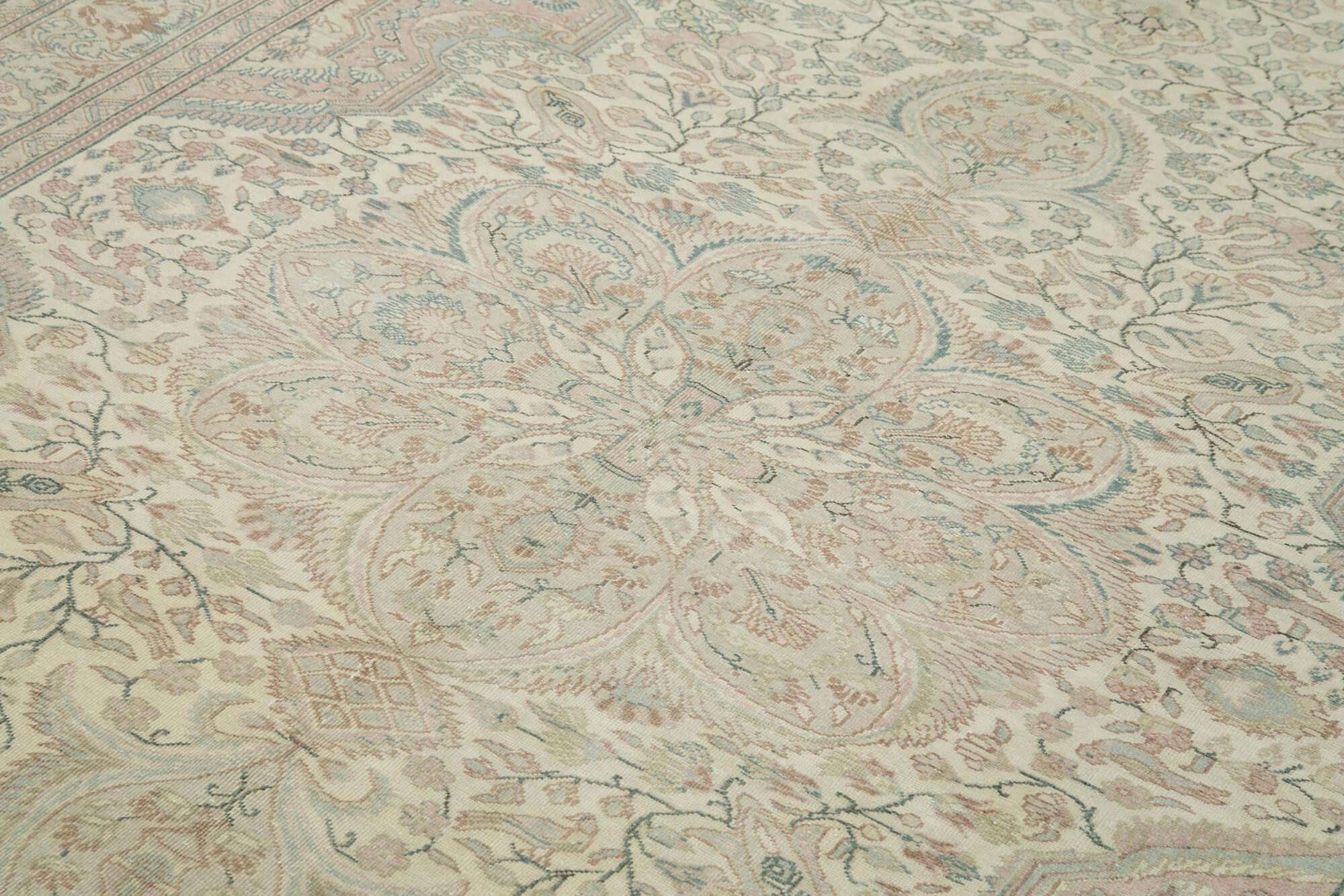 Kayseri Vintage Bej Eskitme Pamuk Yün El Dokuma Halısı 195x310 Agacan