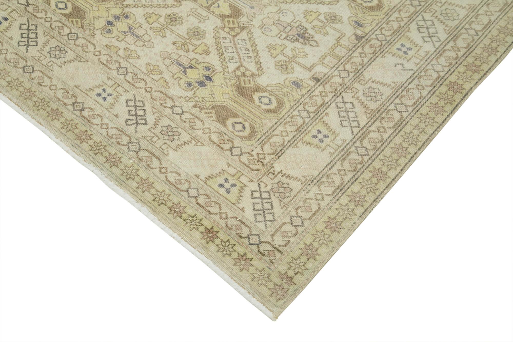 Kayseri Vintage Bej Eskitme Pamuk Yün El Dokuma Halısı 195x294 Agacan
