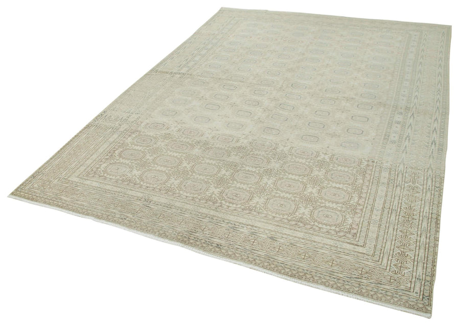 Kayseri Vintage Bej Eskitme Pamuk Yün El Dokuma Halısı 195x289 Agacan