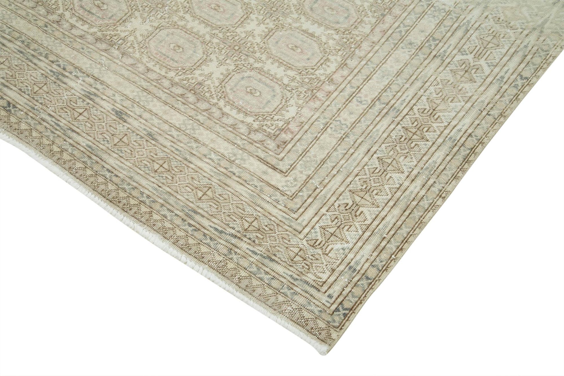 Kayseri Vintage Bej Eskitme Pamuk Yün El Dokuma Halısı 195x289 Agacan