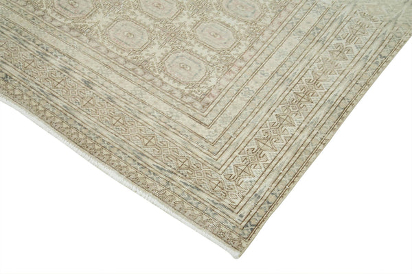 Kayseri Vintage Bej Eskitme Pamuk Yün El Dokuma Halısı 195x289 Agacan
