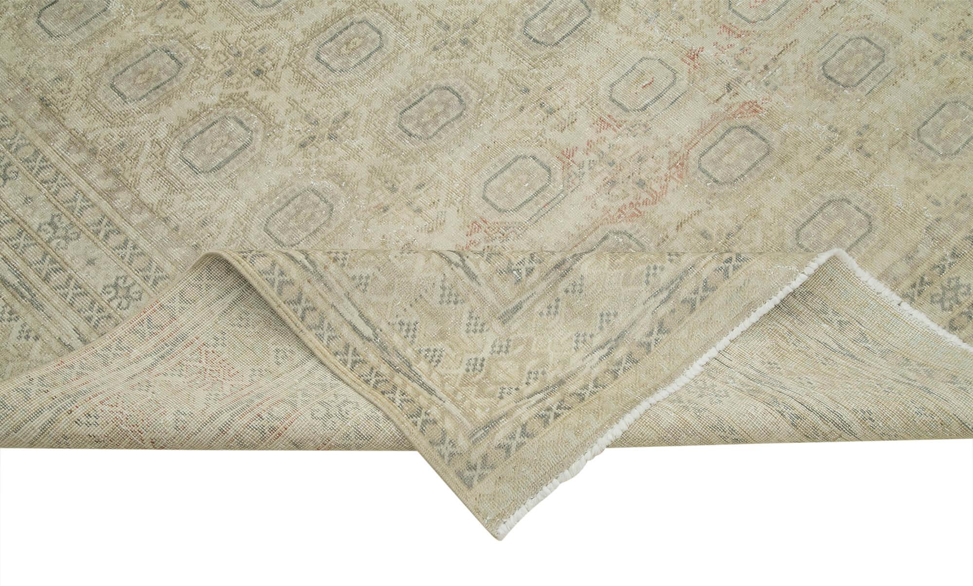 Kayseri Vintage Bej Eskitme Pamuk Yün El Dokuma Halısı 195x289 Agacan
