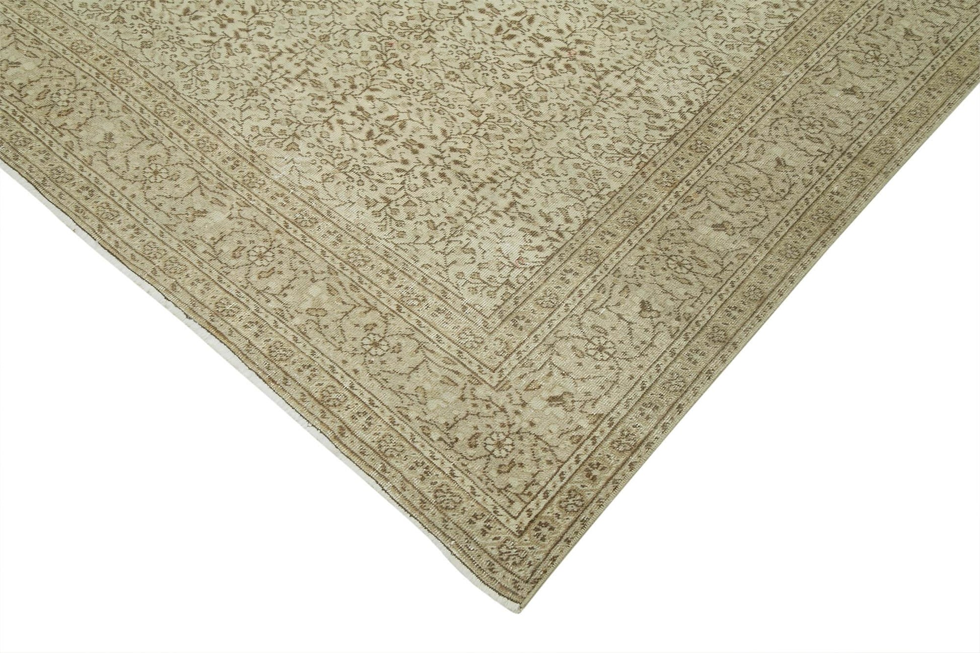 Kayseri Vintage Bej Eskitme Pamuk Yün El Dokuma Halısı 198x292 Agacan