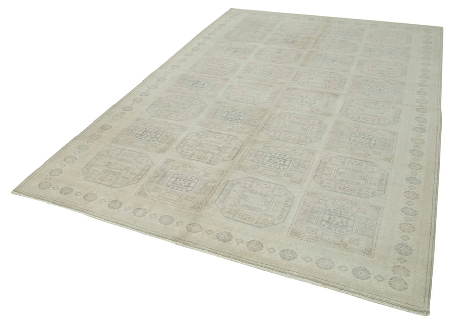Kayseri Vintage Bej Eskitme Pamuk Yün El Dokuma Halısı 195x290 Agacan
