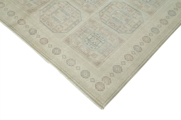 Kayseri Vintage Bej Eskitme Pamuk Yün El Dokuma Halısı 195x290 Agacan