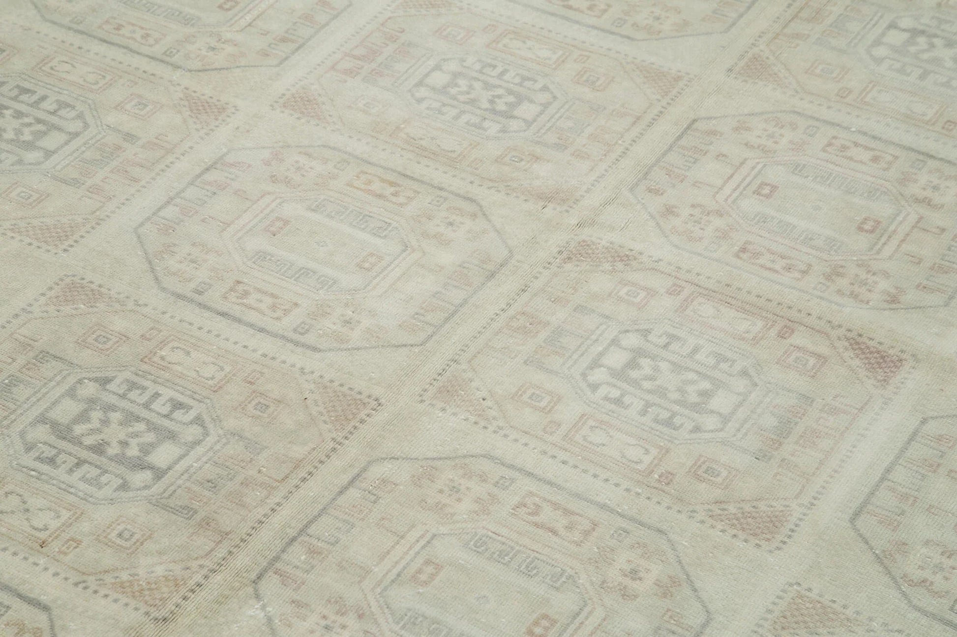 Kayseri Vintage Bej Eskitme Pamuk Yün El Dokuma Halısı 195x290 Agacan