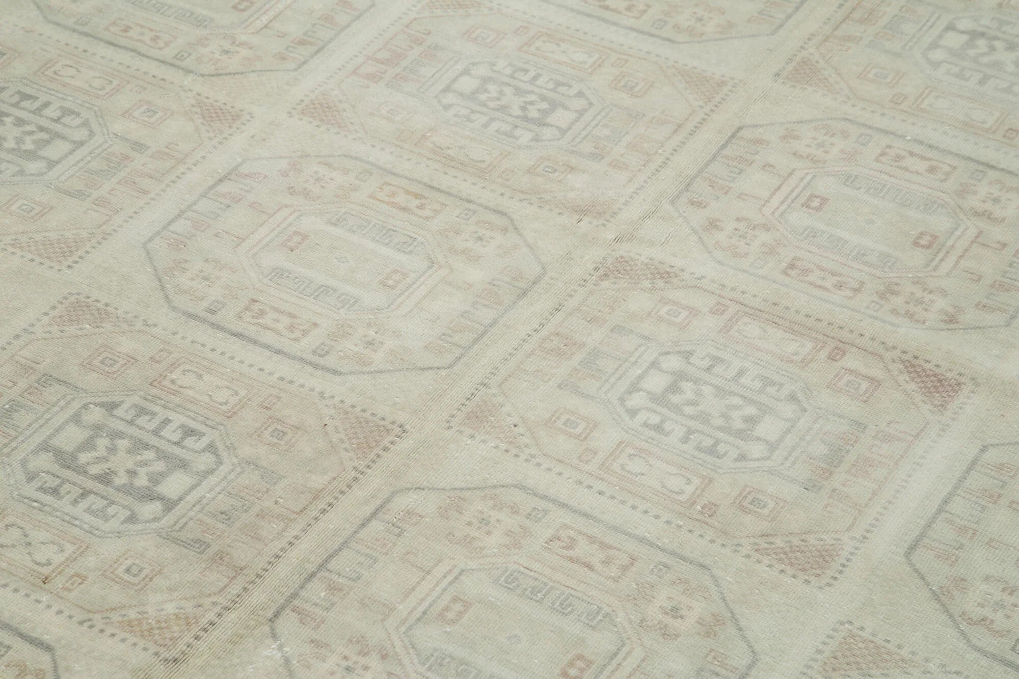 Kayseri Vintage Bej Eskitme Pamuk Yün El Dokuma Halısı 195x290 Agacan