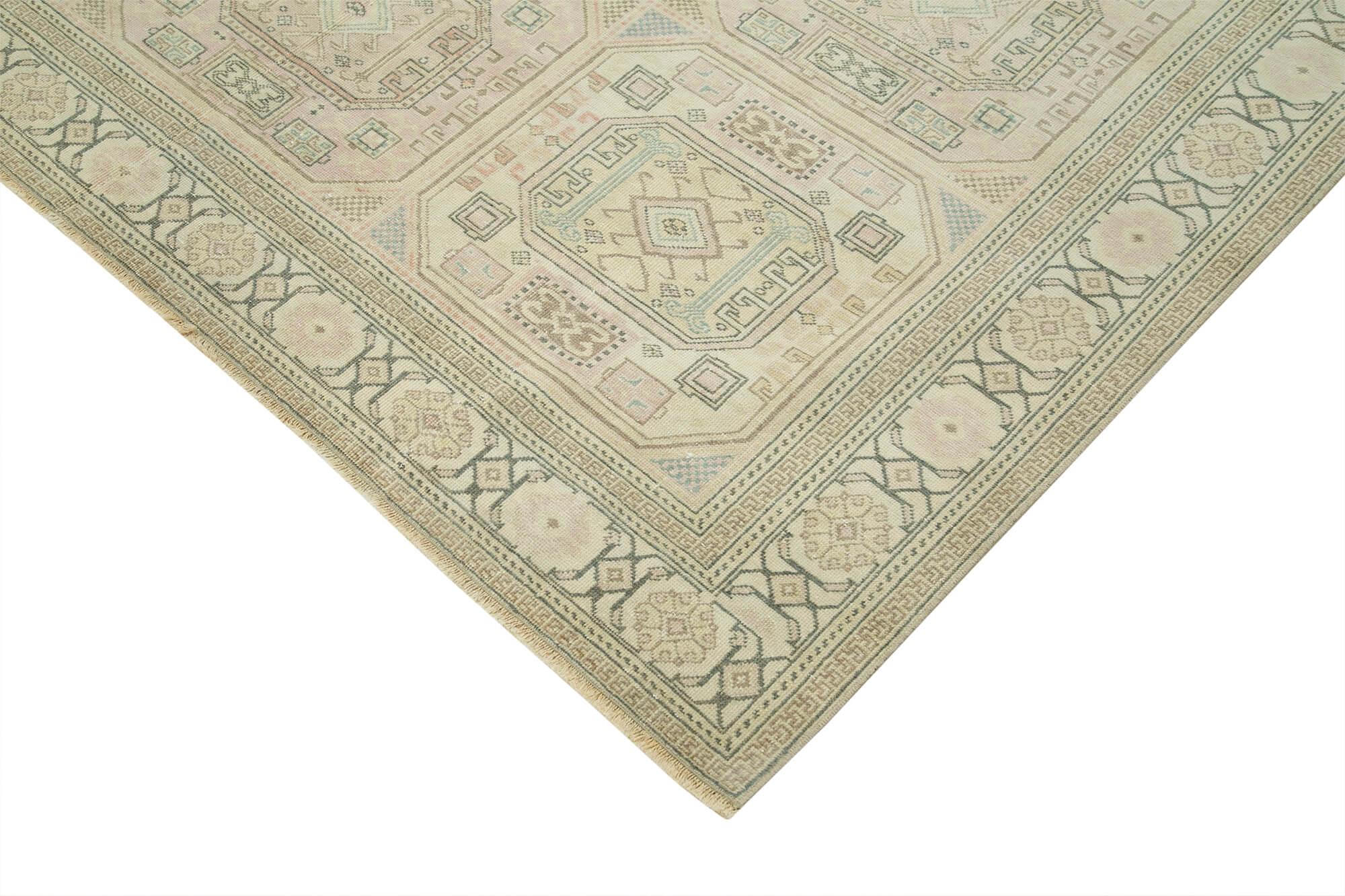 Kayseri Vintage Bej Eskitme Pamuk Yün El Dokuma Halısı 188x295 Agacan