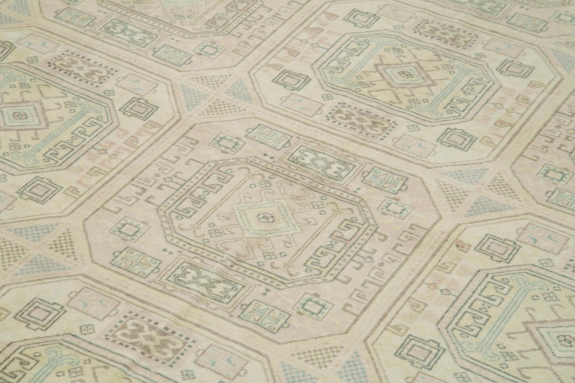 Kayseri Vintage Bej Eskitme Pamuk Yün El Dokuma Halısı 188x295 Agacan