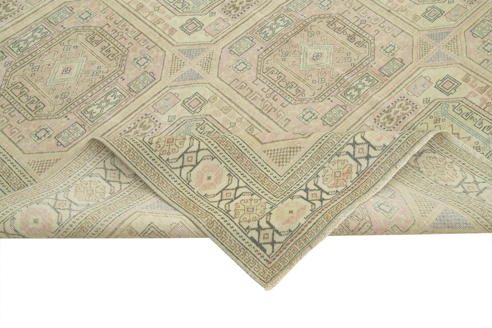 Kayseri Vintage Bej Eskitme Pamuk Yün El Dokuma Halısı 188x295 Agacan