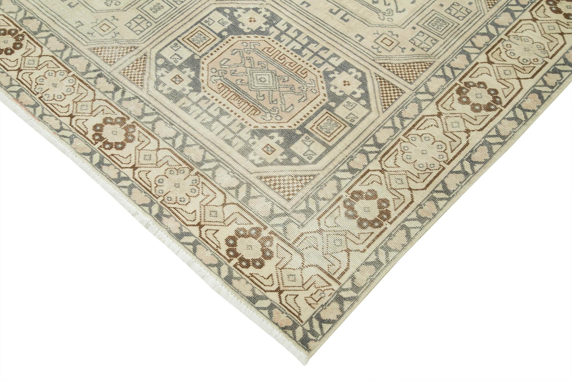 Kayseri Vintage Bej Eskitme Pamuk Yün El Dokuma Halısı 196x292 Agacan