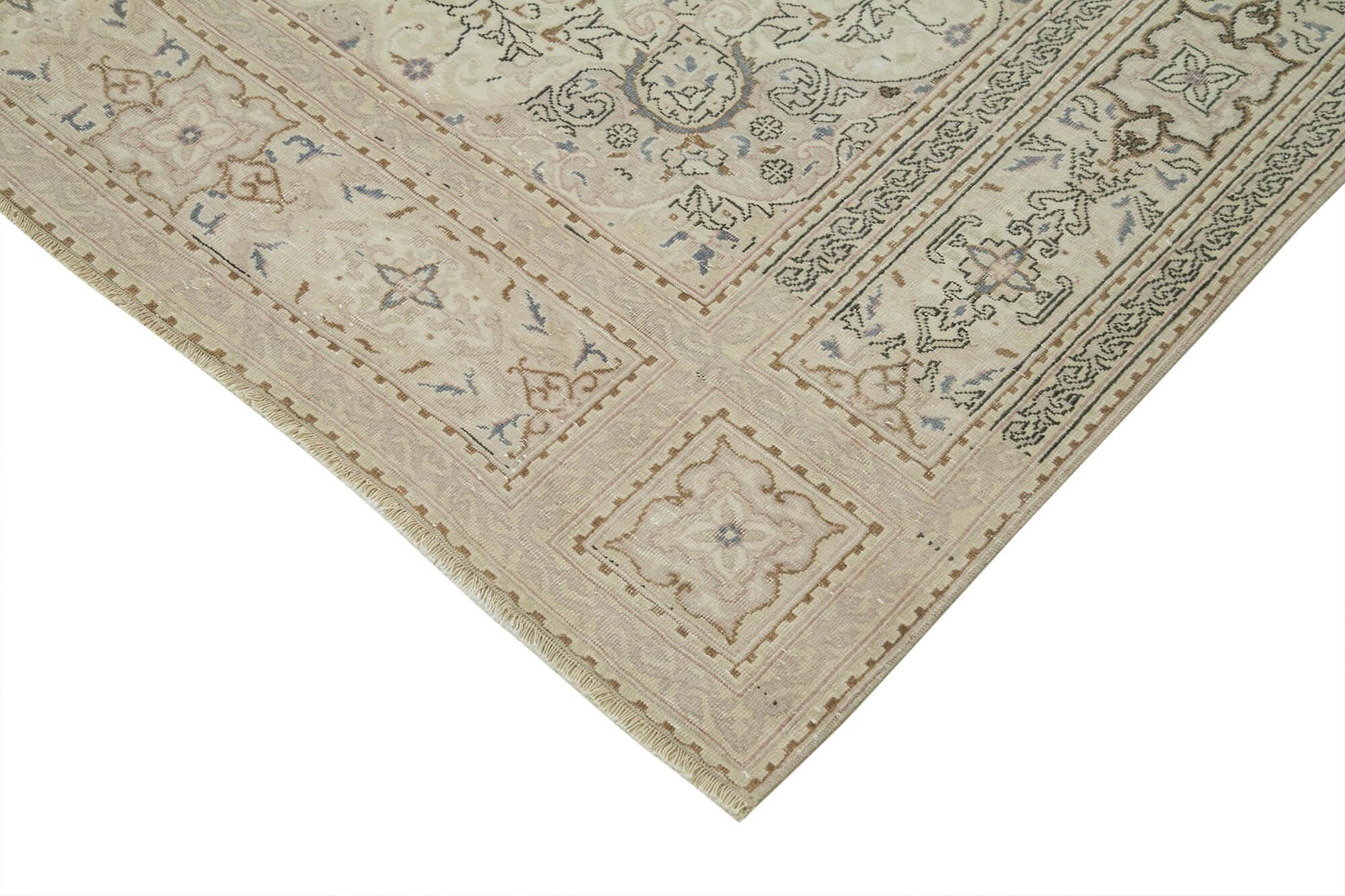 Kayseri Vintage Bej Eskitme Pamuk Yün El Dokuma Halısı 205x316 Agacan