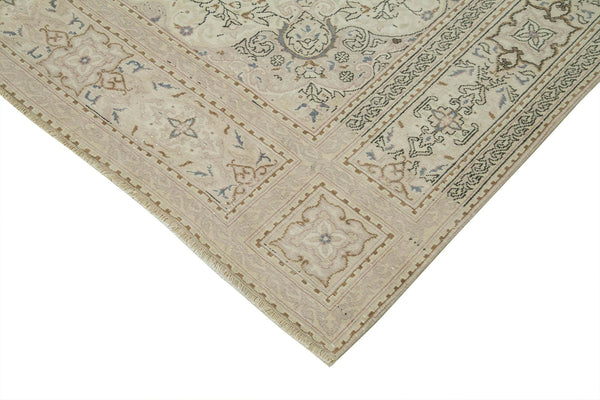 Kayseri Vintage Bej Eskitme Pamuk Yün El Dokuma Halısı 205x316 Agacan