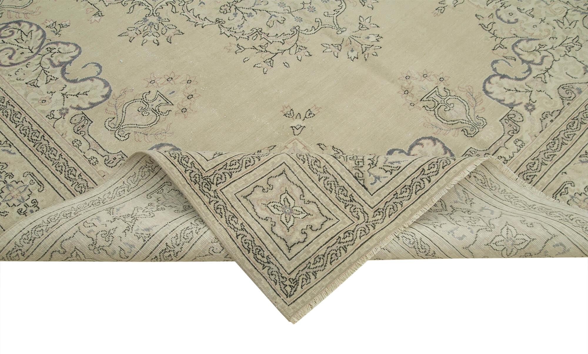 Kayseri Vintage Bej Eskitme Pamuk Yün El Dokuma Halısı 205x316 Agacan