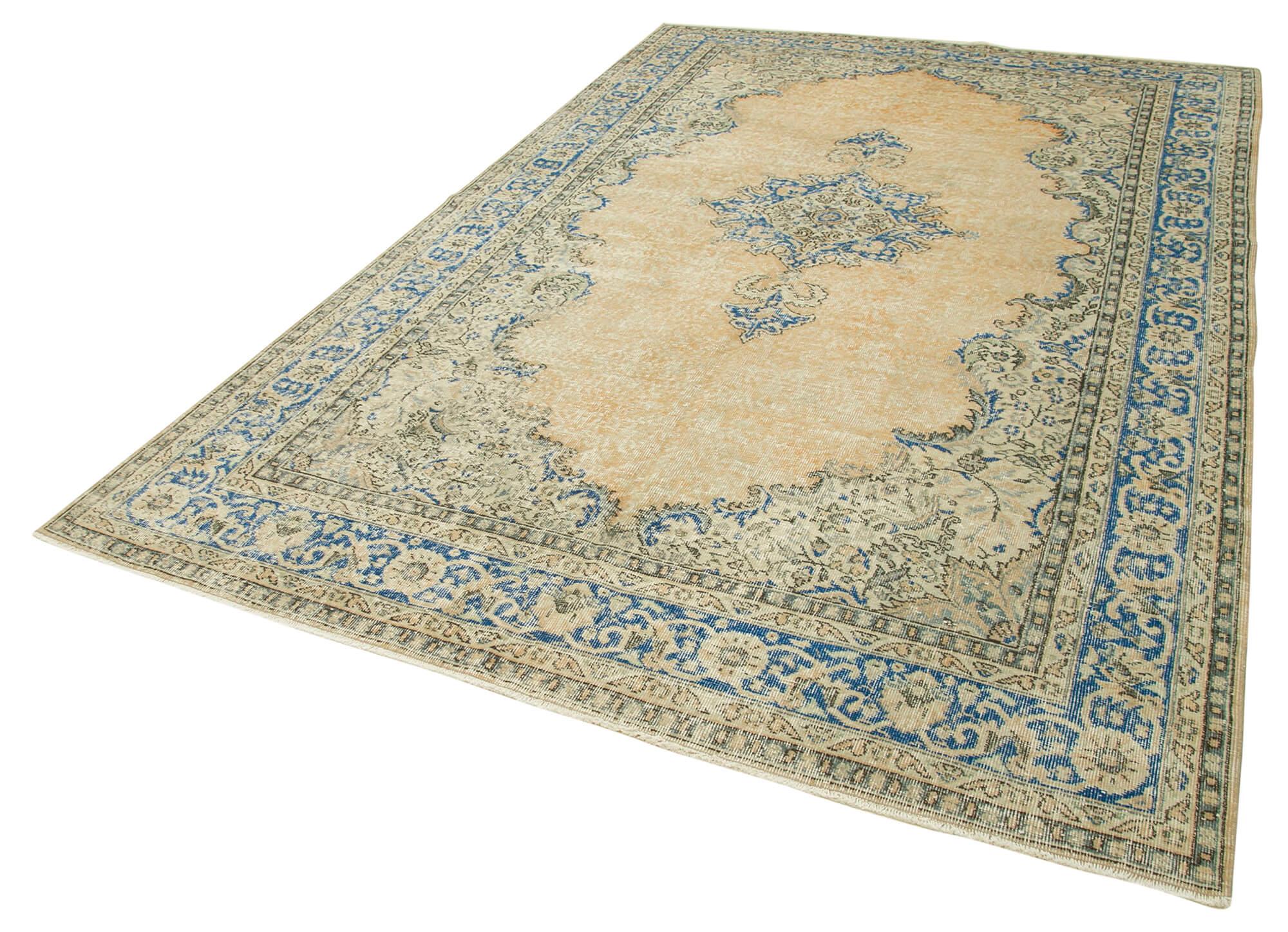 Kayseri Vintage Bej Eskitme Pamuk Yün El Dokuma Halısı 207x326 Agacan