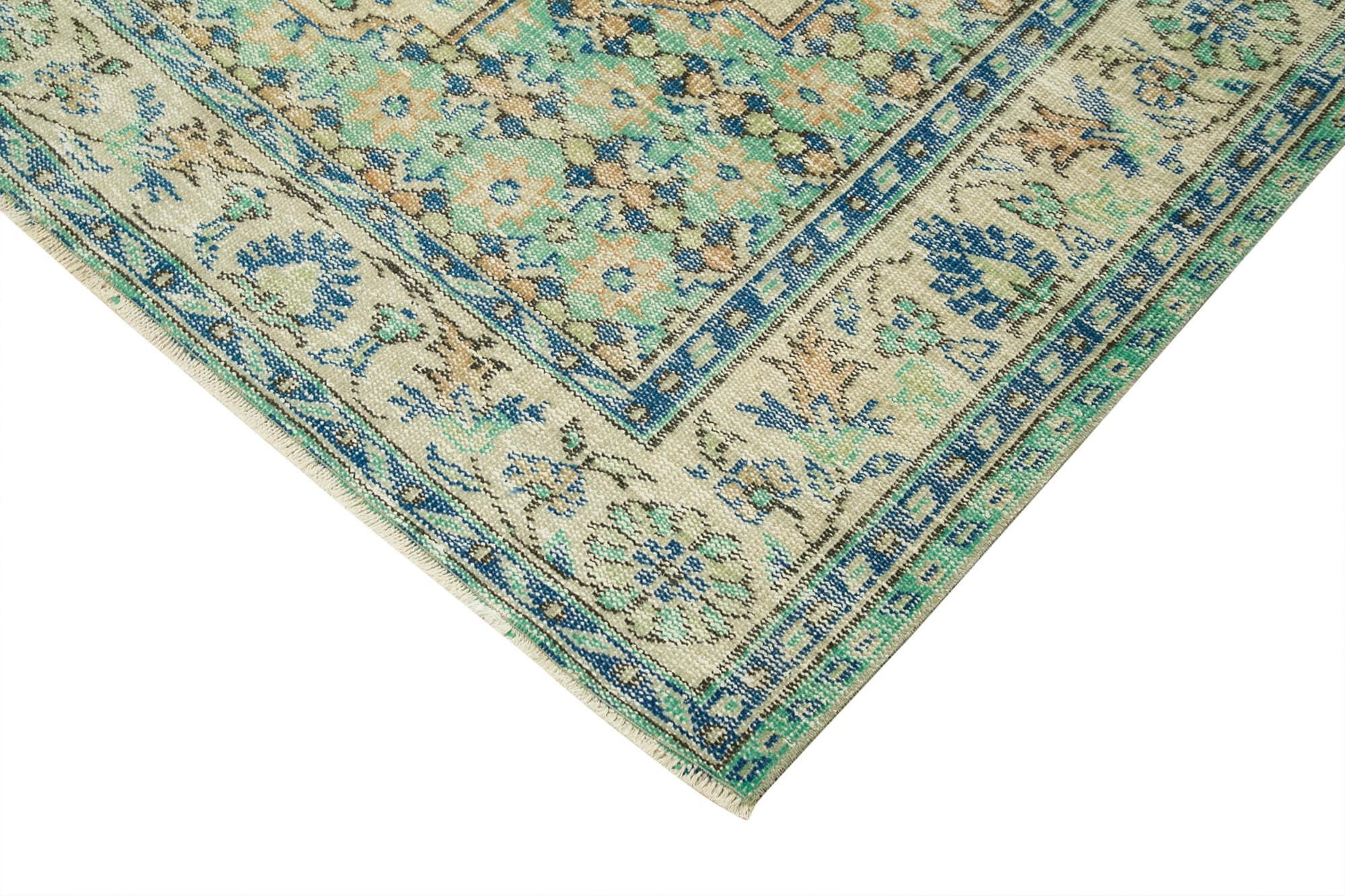 Kayseri Vintage Bej Eskitme Pamuk Yün El Dokuma Halısı 197x310 Agacan