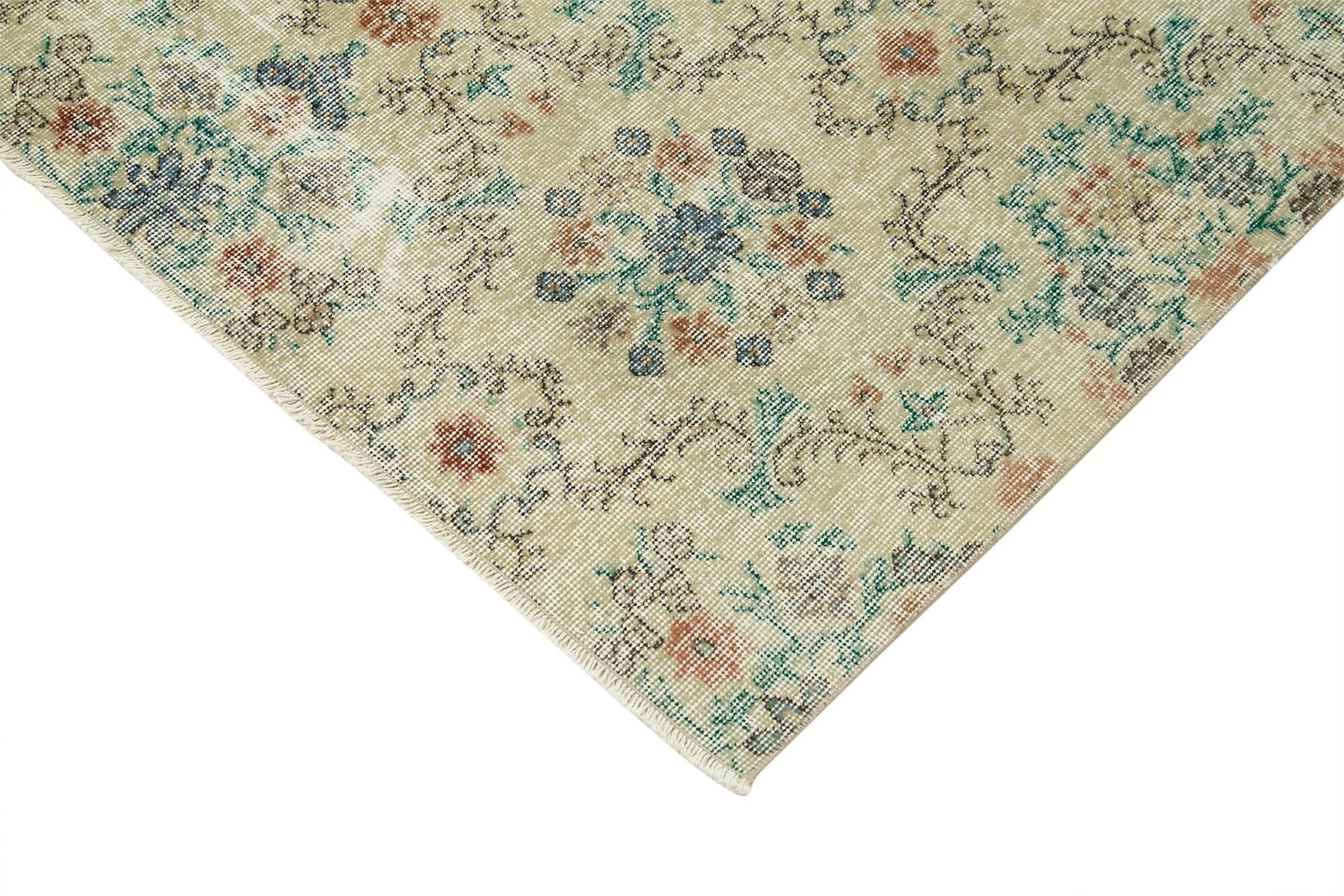 Kayseri Vintage Bej Eskitme Pamuk Yün El Dokuma Halısı 203x296 Agacan