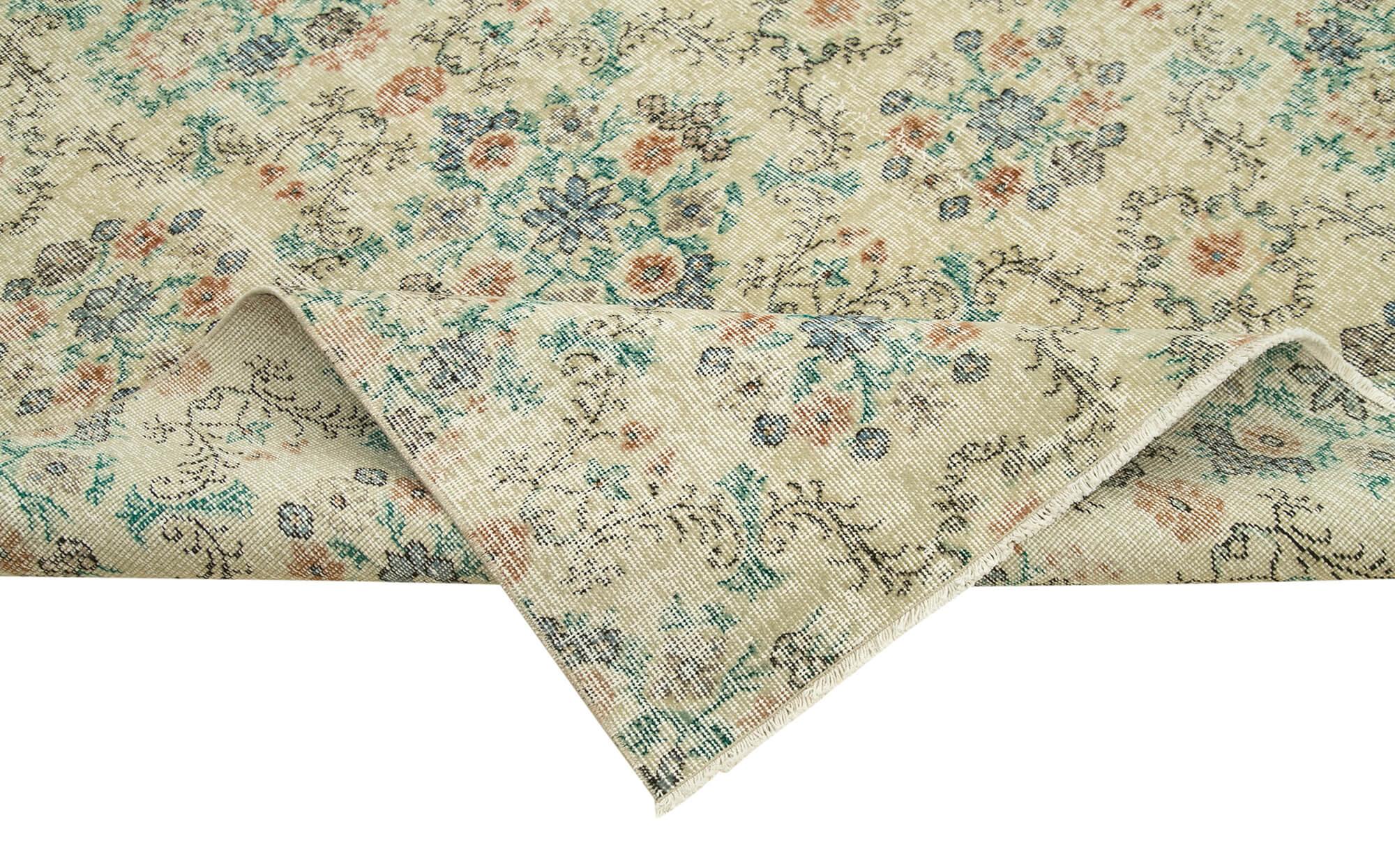 Kayseri Vintage Bej Eskitme Pamuk Yün El Dokuma Halısı 203x296 Agacan