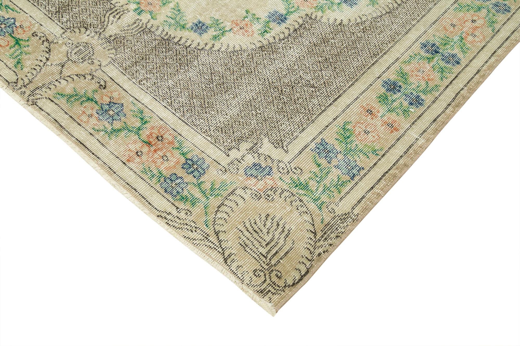 Kayseri Vintage Bej Eskitme Pamuk Yün El Dokuma Halısı 168x272 Agacan