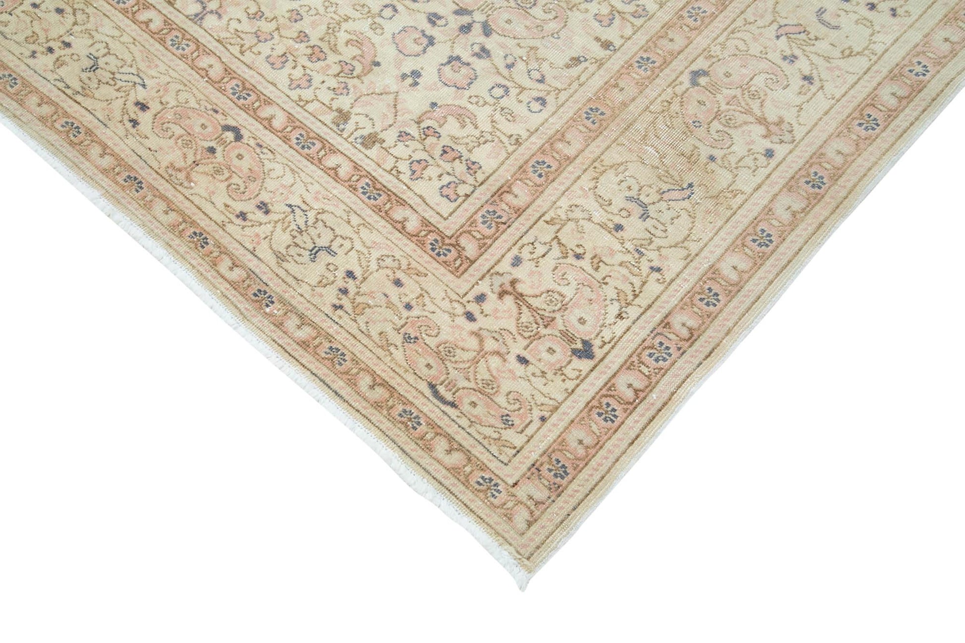 Kayseri Vintage Bej Eskitme Pamuk Yün El Dokuma Halısı 200x296 Agacan