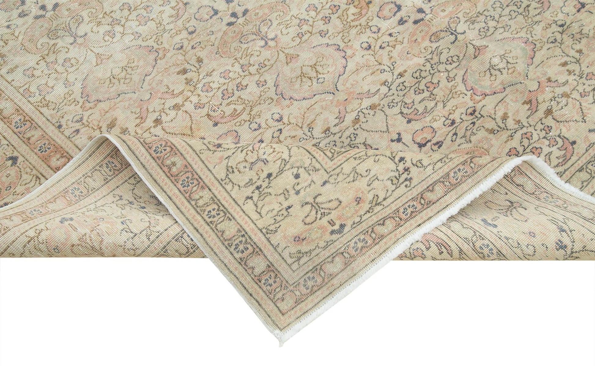 Kayseri Vintage Bej Eskitme Pamuk Yün El Dokuma Halısı 200x296 Agacan