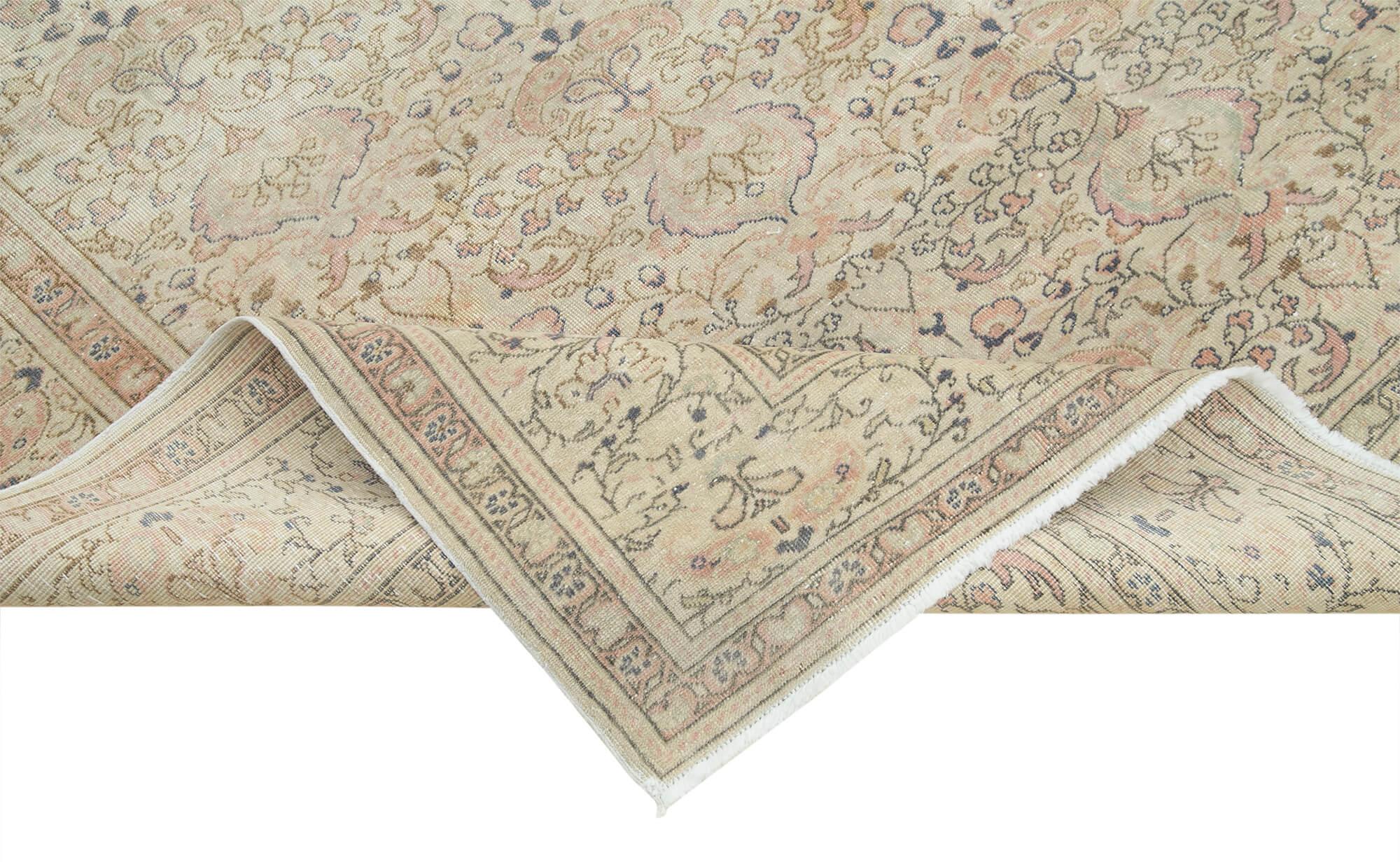 Kayseri Vintage Bej Eskitme Pamuk Yün El Dokuma Halısı 200x296 Agacan