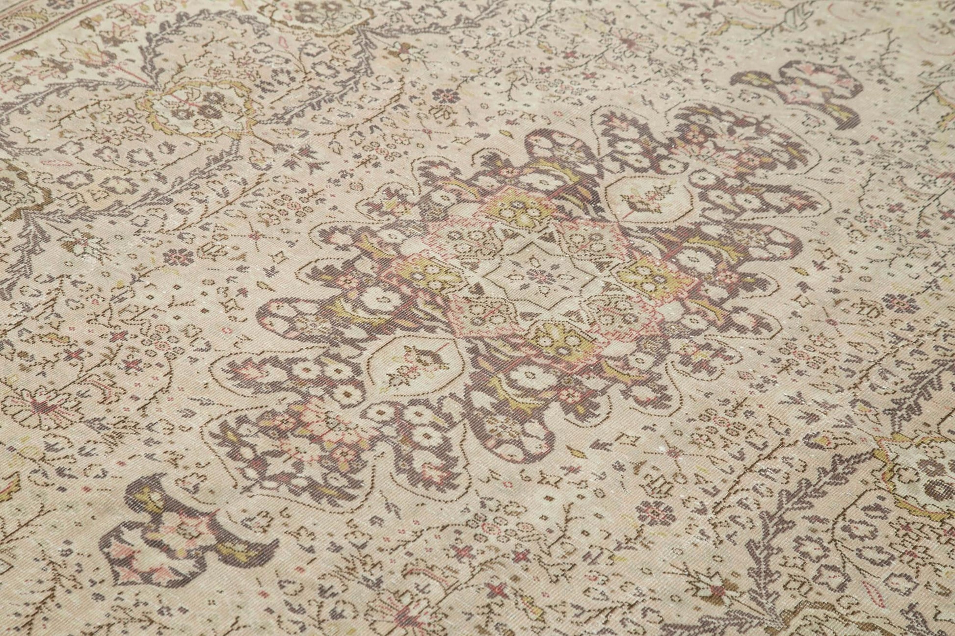 Kayseri Vintage Bej Eskitme Pamuk Yün El Dokuma Halısı 215x289 Agacan