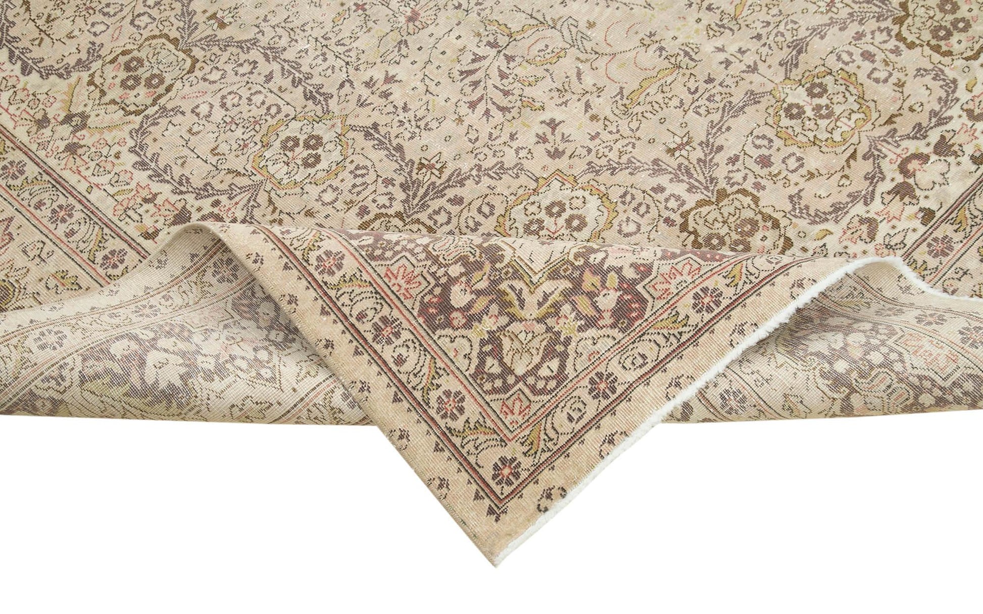 Kayseri Vintage Bej Eskitme Pamuk Yün El Dokuma Halısı 215x289 Agacan
