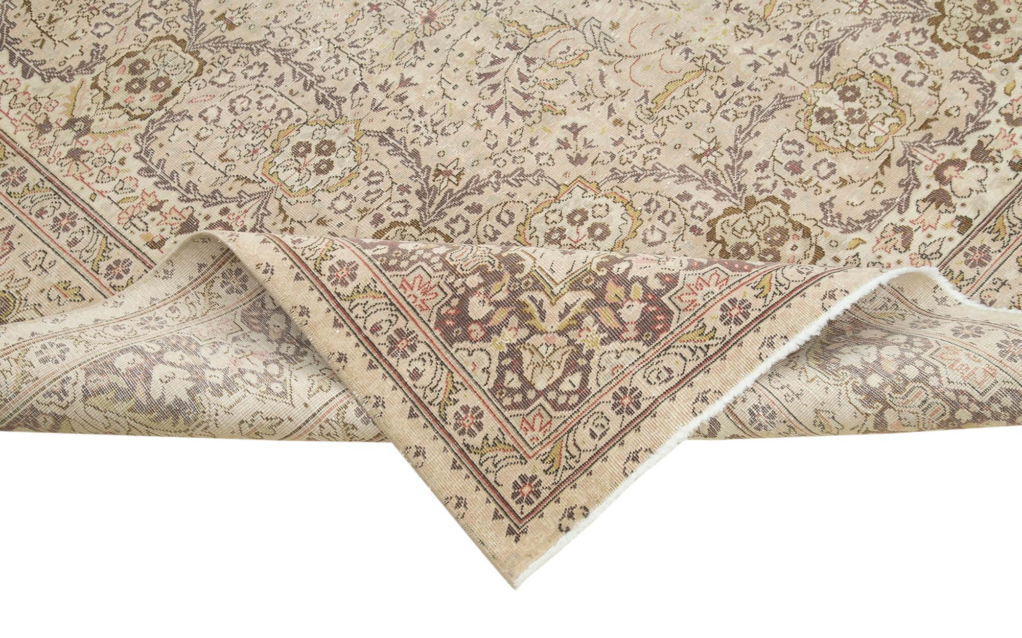 Kayseri Vintage Bej Eskitme Pamuk Yün El Dokuma Halısı 215x289 Agacan