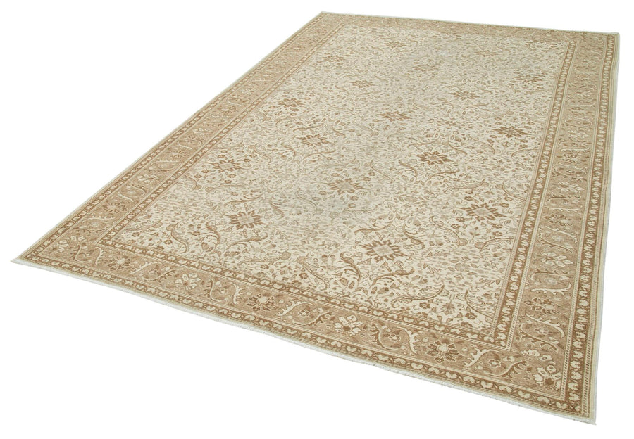 Kayseri Vintage Bej Eskitme Pamuk Yün El Dokuma Halısı 200x293 Agacan